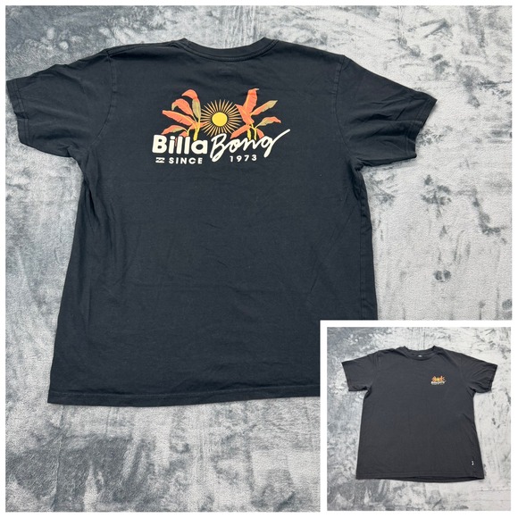 Billabong Other - Billabong  Mens Large Premium Surf Graphic T-Shirt Black Palm Sun Logo